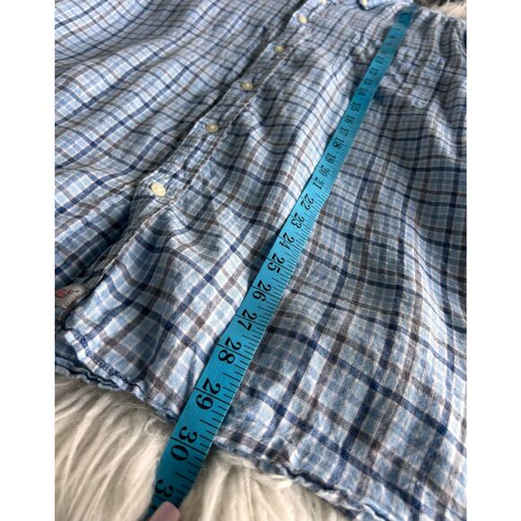 Vineyard Vines Men's Check Linen Classic Fit Linen Button Shirt Blue Size XL - Picture 10 of 10